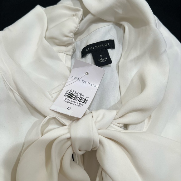 Ann Taylor Two Tone Tie Neck Jumpsuit Wide Leg Ivory - Picture 6 of 6